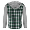 thumbnail image 4 of ZHANGDER Hoodies for Men Flannel Hooded Jacket Casual Button Down Plaid Shirt with Pocket, Z-Green XL, 4 of 5