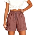 thumbnail image 2 of Sheghy Workout Shorts Women 100%Cotton Women Summer Fashion Solid Quick Dry Sports Drawstring Dual Pocket Knee-Length Shorts Brown XXL, 2 of 6