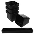 thumbnail image 5 of HONMEET Black Plastic Planter Tray with Multiple Flower Pots for Indoor and Outdoor Gardening, 5 of 8