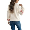 thumbnail image 3 of Chandail en Tricot Intarsia en Forme de Cœur – Chandail-Over Décontracté à Demi-Col Roulé Style Resort pour Femmes Rose G, 3 of 7