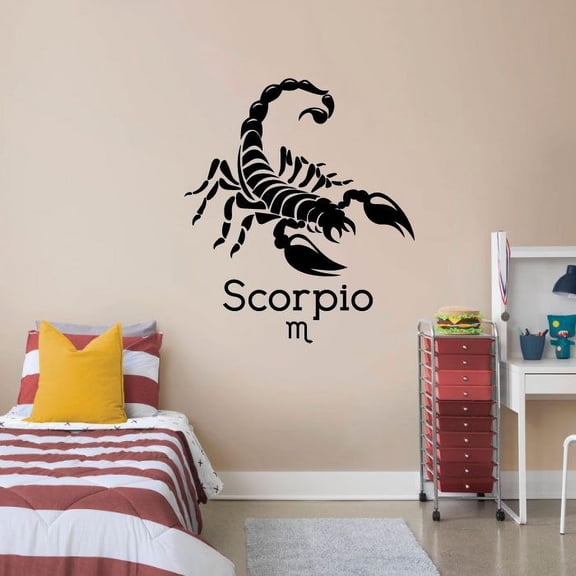 Scorpio Scorpion Symbol Silhouette Water Sign Symbol Horoscope Astrological Chart Zodiac Sign Vinyl Wall Art Sticker Decal Home Room Wall Office Living Room Wall Decoration Decal Size(40x40 inch)