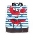 thumbnail image 1 of Fotbe Red Funny Crab on Blue Stripe Mochila Bolso con Estampado para Mujer, Mochila Antirrobo de Nylon Impermeable, Bolsa Ligera de Hombro, 1 of 4
