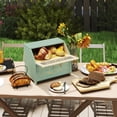 thumbnail image 4 of MROJISC Double Layer Bread Box for Kitchen Countertop, Modern Corner Large Bread Storage Bin (Green), 4 of 6