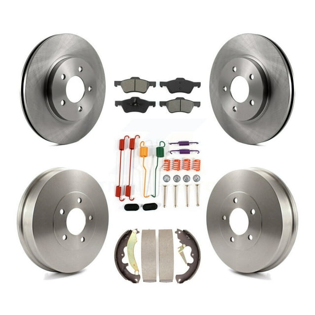 Transit Auto Front Rear Disc Brake Rotors Semi-Metallic Pads and Drum Kit (7Pc) for Car Ford Escape Mercury Mariner K8S-102043