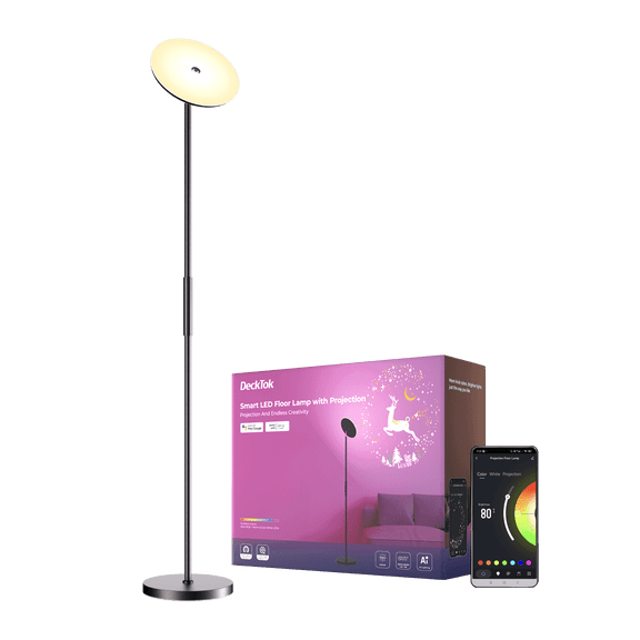 DeckTok Rgbww Led Projection Floor Lamp Color Changing for Home Living Decor