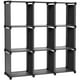 thumbnail image 1 of Estantería Modular, Librería Abierta con 9 Cubos, para Estudio, Salón, Negro, 1 of 8