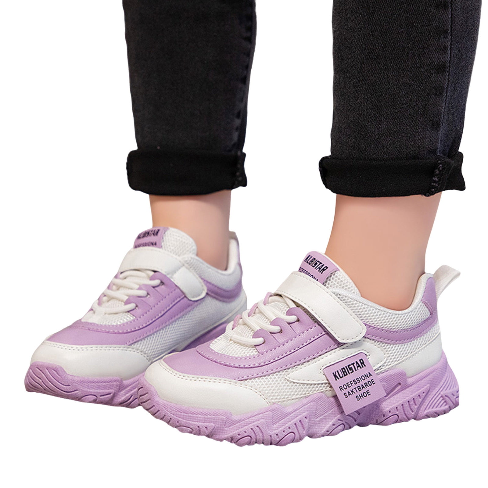ASFGIMUJ Toddler Shoes Size 6 Years-7 Years Fashion Four Seasons Flat Thick Bottom Non Lightweight Mesh Upper Breathable Comfortable Lace Up Hook Loop Solid Color Casual Style Kids Sneakers