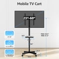 thumbnail image 5 of HOMOUNT Mobile TV Stand,Rolling TV Cart for 24-60" TVs, Portable TV Floor Stand with Wheels,Adjustable Shelf & Tilt,Max VESA 400x400mm,up to 77 lbs, 5 of 10