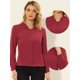 thumbnail image 2 of Blusa de gasa sólida Allegra K de manga larga para oficina mujer Vino rojo L, 2 of 4