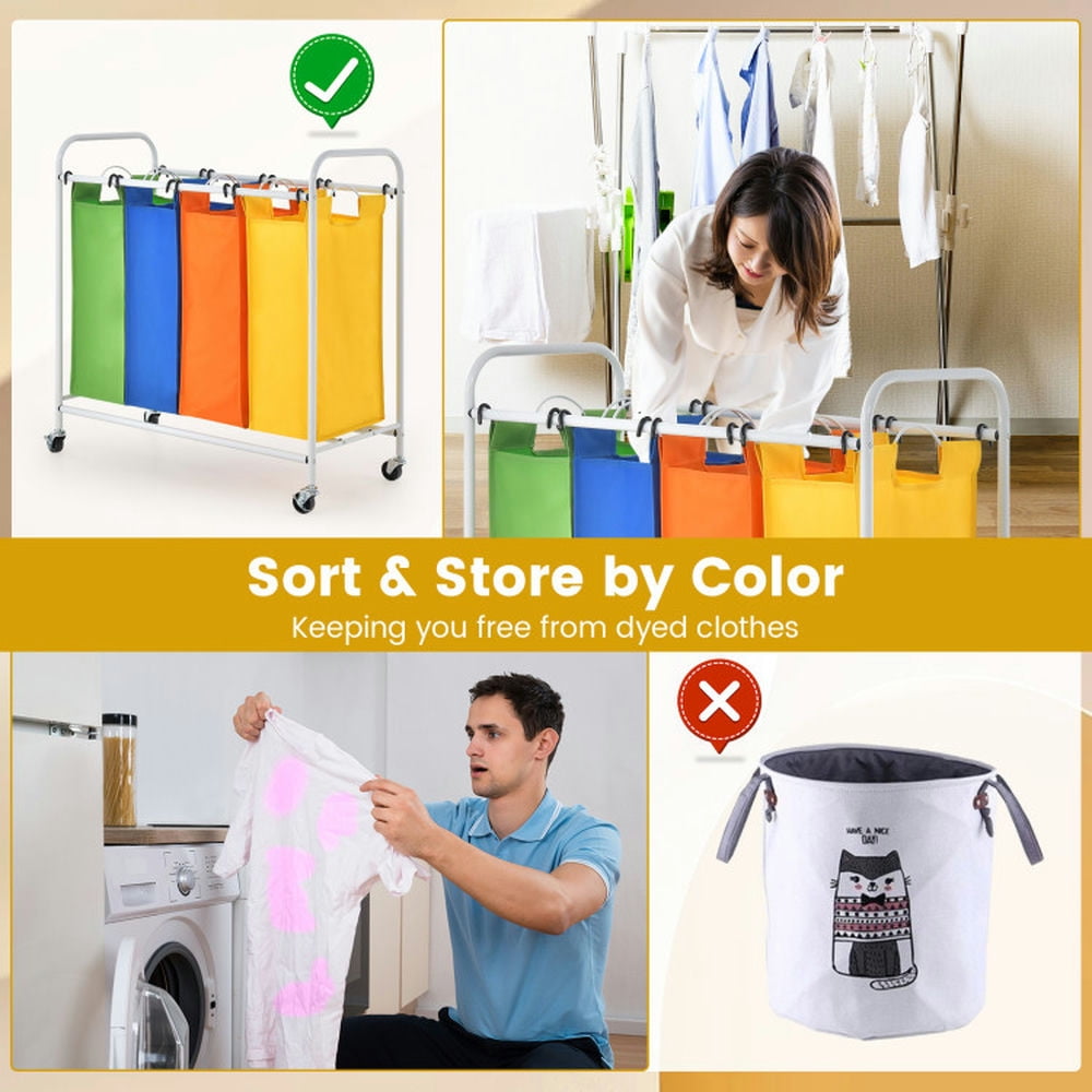 Finihen Laundry Hamper, Laundry Basket, 136L Large Capacity 4-Section Laundry Sorter, for Bathroom, Laundry Room, Multi-color Finihen Laundry Hamper, Laundry Basket, 136L Large Capacity 4-Section Laundry Sorter, for Bathroom, Laundry Room, Multi-color