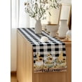 thumbnail image 5 of Table Runner 72 Inches Long for Kitchen Dining, Gnomes Sunflowers Dresser Scarf Farmhouse, Dining Table Decorations for Wedding/Parties, Pastoral Botanical Black White Plaid Wooden 13 x 72 In, 5 of 8