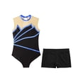 thumbnail image 3 of YiZYiF Big & Little Girls Metallic Sleeveless Leotard with Dance Shorts Activewear Ballerina Skating Performance Costume Sports Suit Royal Blue 8, 3 of 7