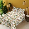 thumbnail image 2 of Ambesonne Retro Fitted & Flat Sheet with Shams 4 Pcs Set, Lily Flowers Chain Look Print, Full, Blush Mustard Fern Green, 2 of 5