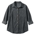 thumbnail image 6 of VISALY Women Button Up Collared Shirts Tunic Tops Loose Fit Tops Work Dressy Casual Basic Shirts Long Sleeve Wrinkle Free Blouse Smocked Shackets Jacket Solid Oversized Boyfriend Blouses Grey S, 6 of 7