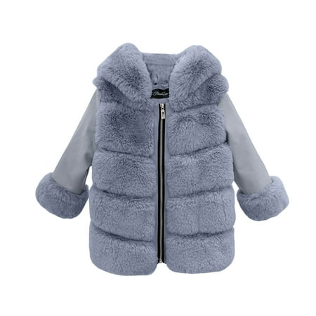 Fleece Jacket for Boys Cute Hooded Zip Up Long Sleeve Fuzzy Jacket Baby Girl Clothes 3-4 Years