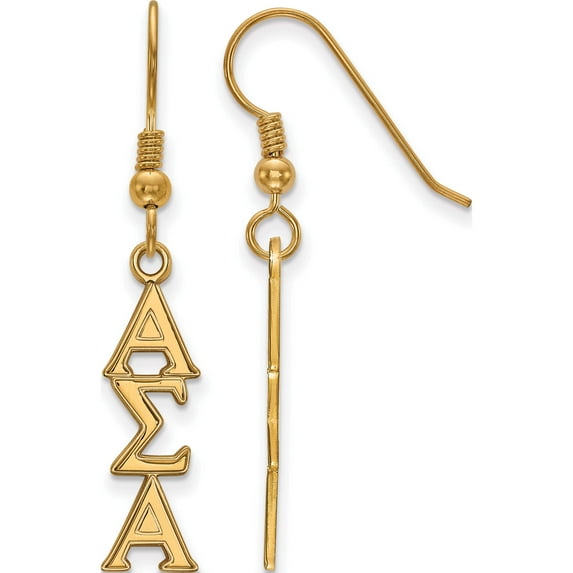 Ss/Gold Plated Sterling Silver With Gp Logoart Alpha Sigma Dangle Medium Earrings (42 X 7) Made In United States gp004asi