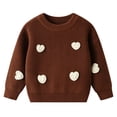thumbnail image 1 of Mercatoo Toddler Baby Girls Heart Knitted Sweater Cute Ribbed Knit Jumper Fall Winter Thermal Pullover Sweatshirt, 1 of 8
