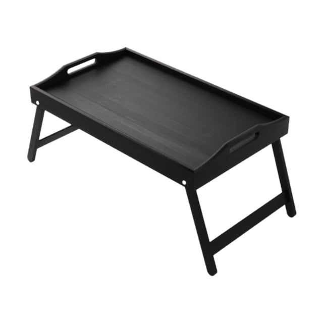 Bandeja de madera Bandeja para la bandeja Sirviendo el soporte de laptop de bandeja Multipropósito para dibujar Bordes elevados Piernas plegables Negro