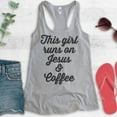 thumbnail image 2 of This Girl Runs On Jesus & Coffee Tank Top, Ladies Racerback Tank Top, Cute Coffee Tank, Jesus Tank, Heather Gray, Small, 2 of 3