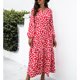 thumbnail image 2 of Vestido largo con lazo en la cintura y manga larga, vestido largo con escote en V, vestido largo con cuello en V y manga larga, vestido largo con estampado floral y manga larga, mayor durabilidad, 2 of 6