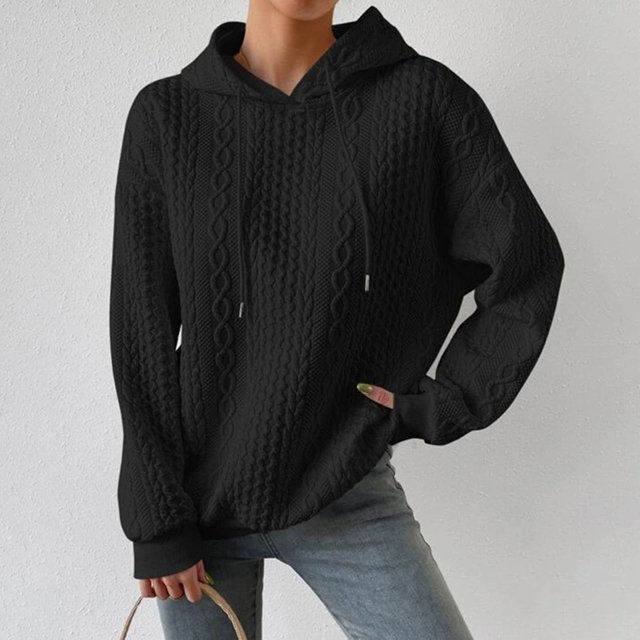 ICHUANYI Liquidación Moda Mujer Casual Manga Larga Cuello Redondo Señoras Sudaderas Tops Blusa Monocolor Sudadera con Capucha ICHUANYI WER2023082202365