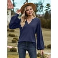thumbnail image 5 of Womens Long Sleeve T-Shirts Deep V Neck Blouse Dressy Casual 2025 Fashion Loose Soft Fall Winter Clothes Dark Blue XXL, 5 of 8