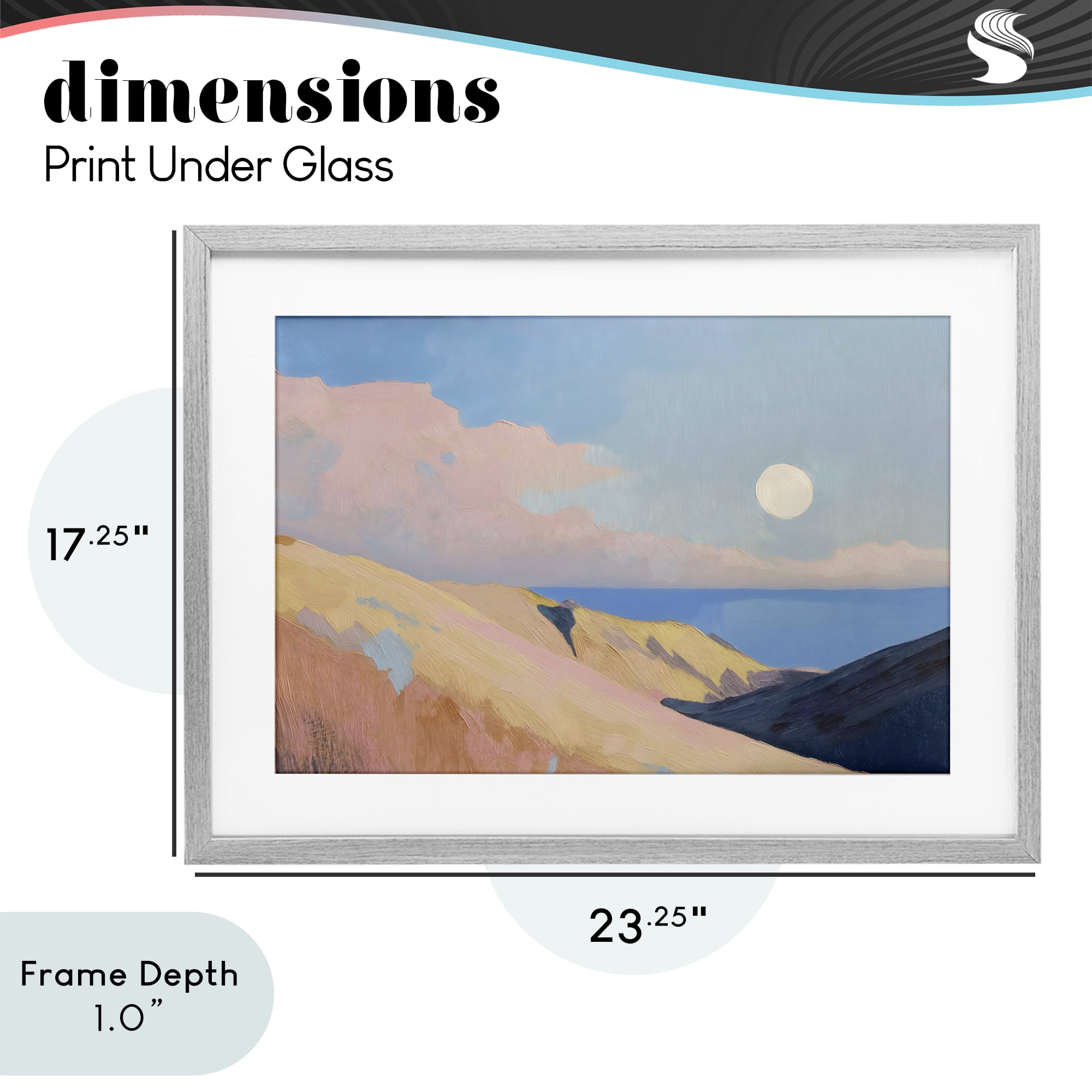 Stupell Industries Pink Hills At The Ocean Gray Framed Print Under Glass, design by Gina Kelly