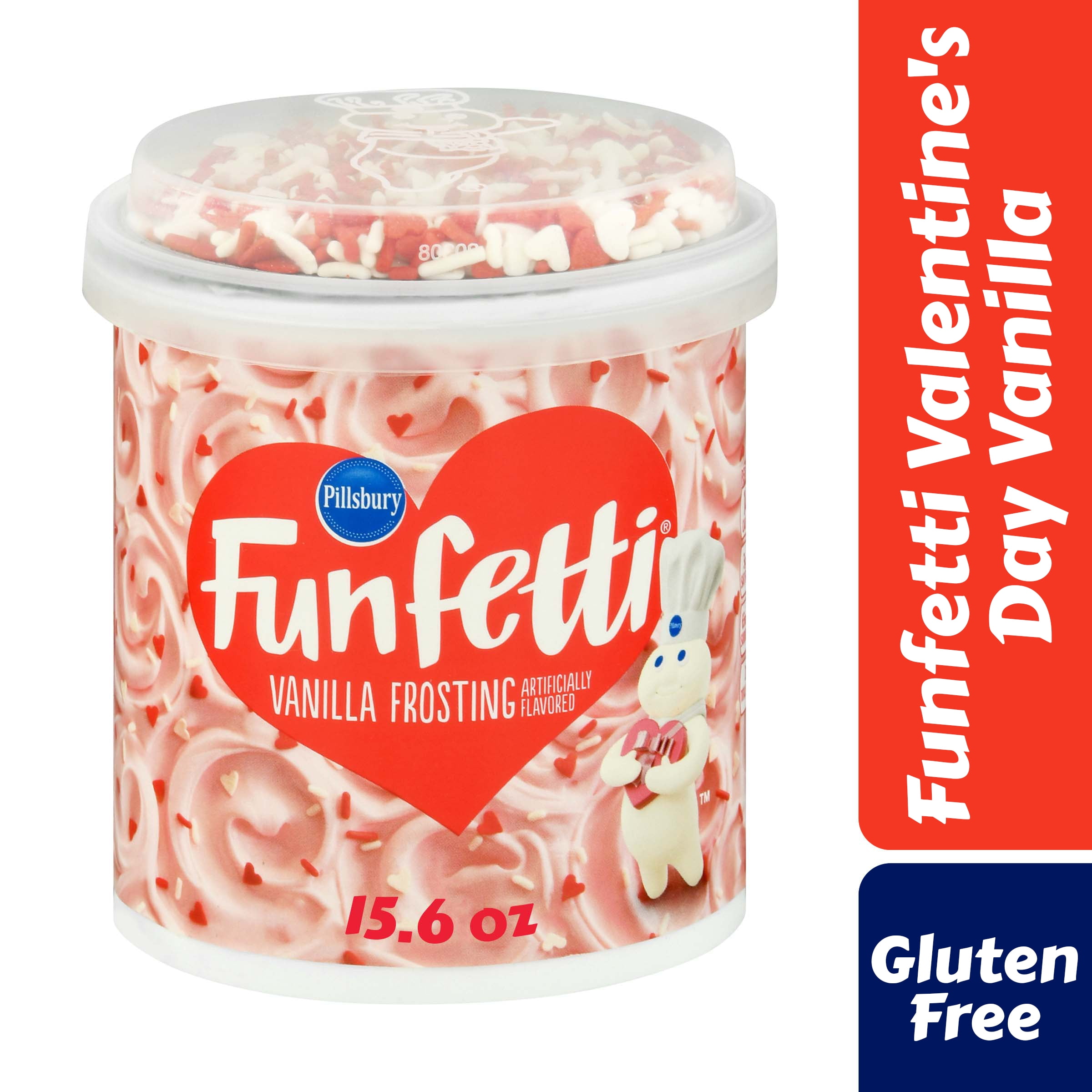 Pillsbury Funfetti Valentine's Day Vanilla Frosting, 15.6 oz Tub