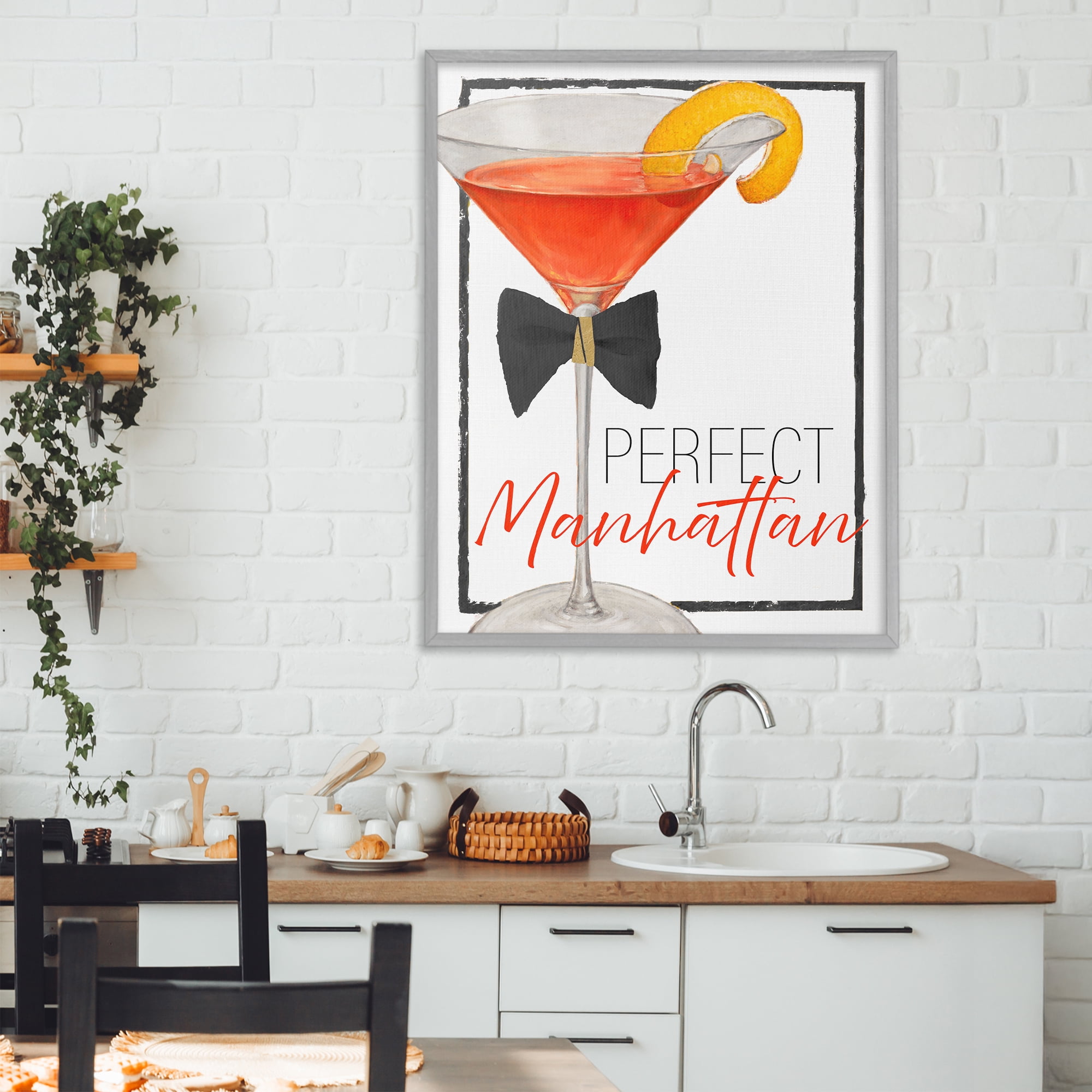 Stupell Industries Perfect Manhattan Cocktail Gray Framed Giclee Art, design by Lorenzo Collective