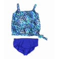 thumbnail image 2 of Swim Solutions Womens Waist Tie Brief 2 Piece Tankini, Blue, 20, 2 of 2