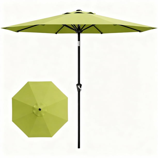 Garvee 3.04m Sombrilla De Patio Para Exterior, Inclinación de Botón y 8 Varillas, Verde Fruta