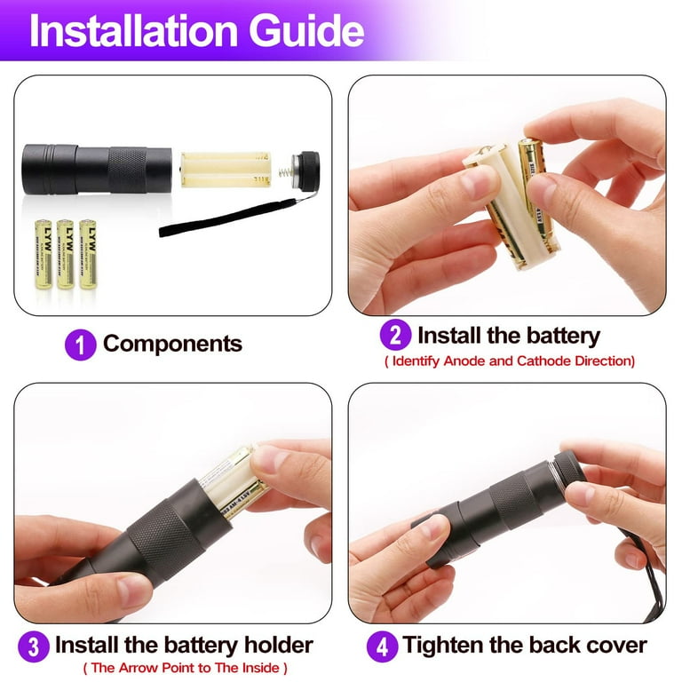 Vagocom 395nm UV Flashlight – Zoomable Black Light For Pet Stains, ID Check & More