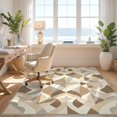 thumbnail image 3 of Design&I 8'x10' Washable Area Rug Beige Geometric Cream Motifs Minimalist Plush Neutral Greige for Living Room, Family Extra Large Skid-Resistant Low Profile, 3 of 7