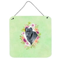 Carolines Treasures CK4285DS66 Cane Corso Green Flowers Wall or Door Hanging Prints 6x6 multicolor