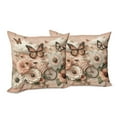 thumbnail image 2 of Ambesonne Floral Eucalyptus Throw Pillow Cover Pack of 2, Flowers and Bike, 2 Pcs-18"x18", Peach Peacock Green, 2 of 5