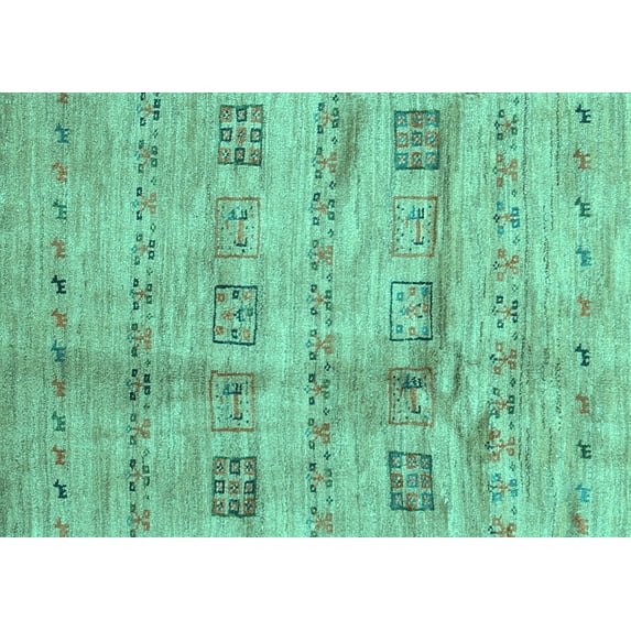 Ahgly Company Indoor Rectangle Abstract Turquoise Blue Contemporary Area Rugs, 6' x 9'