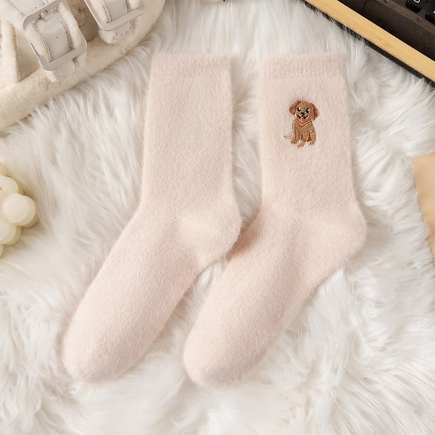 Calcetines gruesos y cálidos de invierno para mujer, con forro polar, hasta la pantorrilla, bonitos y gruesos, para dormir.