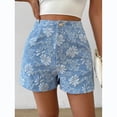thumbnail image 4 of Women's Floral Jacquard Shorts High Waisted Wide Leg Casual Pants Summer Fashion Jeans with Pockets, 4 of 5