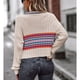 thumbnail image 4 of Color Bolck Suéter Tejido Cuello En V Manga Larga Casual Cómodo Simple Jersey Suéter Albaricoque S, 4 of 6