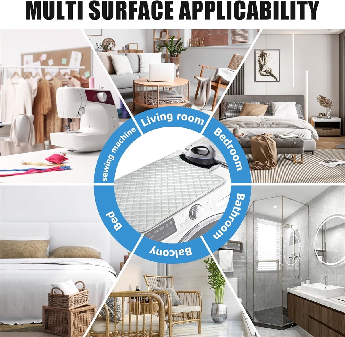 Tutuviw Premium Ironing Mat Silicone Ironing Board Table Top Quilted Insulating Pad Foldable Ironing Pad for Steam Pressing on Bed Washer Dryer,Silicone Slip Resistant Iron Rest for Hot Iron