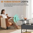 thumbnail image 5 of 43" Lift Top Coffee Table with Power Outlets,3-Color Dimmable LED Rising Dining Table with 2 Hidden Storage Shlef,Wooden Retro Central Table with USB-C,Auto Sensor Light,Adjustable Feet, 5 of 7