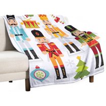 Christmas Nutcracker Snowflake Fleece Blankets Xmas Vintage Soft Flannel Cozy Blanket for Adults,Washable Lightweight Fuzzy Blanket Gift for Girls Boys 50X60in