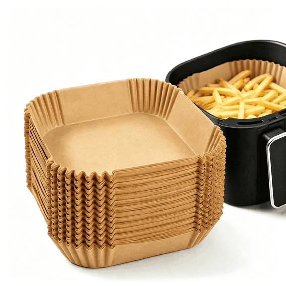 100Pcs 7.8" Square Air Fryer Liners, Food-Grade Non-Stick Heat Resistant Baking Paper