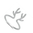 thumbnail image 4 of Reindeer Antlers White CZ Christmas Ring Sterling Silver Open Band 925 Jewelry Female Size 10, 4 of 4