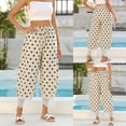 thumbnail image 2 of Women Summer Lace Trim Polka Dot Wide Leg Palazzo Pants High Waisted Cropped Baggy Trousers, 2 of 7