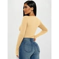thumbnail image 3 of MOYIKO Slim Fitted Long Sleeve Shirts for Women Crewneck Tees Tight Basic Tops, 3 of 9