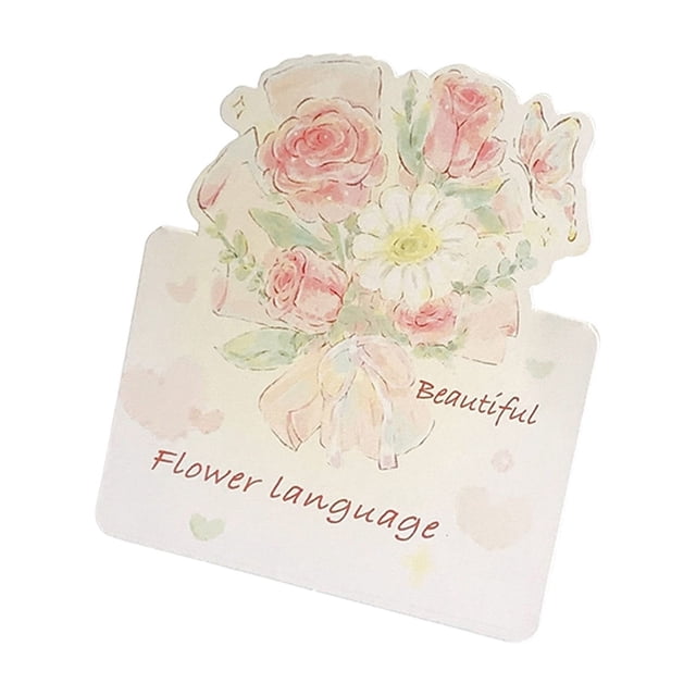 F Three-Dimensional Flower Bouquet Greeting Card Message Card For Valentine’S Day Holiday Gift Romantic Decoration
