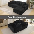 thumbnail image 4 of 108" Modular Cloud Sectional Sofa – L-Shaped Deep Seat Couch, Right-Facing Chaise, Soft Corduroy, No Assembly Needed, Comfortable Boneless Design for Living Room or Bedroom – Black, 4 of 8