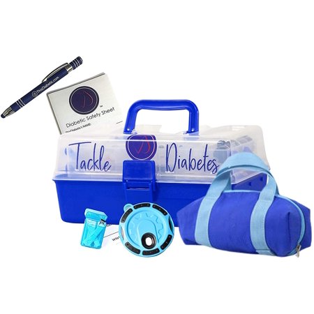 ThisDiabetic Tackle Diabetes Box T1D Starter Set/Diabetic Organizer | Designed to Hold All T1D Tools Plus | Comes with a Free Strip Drip, Light Blue Blot & Mini Duffle