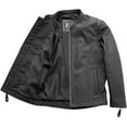 thumbnail image 4 of First Mfg Co - Bambino - Boy's Motorcycle Black Leather Jacket - 4 - Action Back Grommets Gussets Side Relief Zippers, 4 of 5